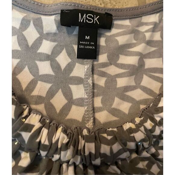 MSK Medium Gray and White Sequin Tiered Cocktail Dress - Picture 4 of 5